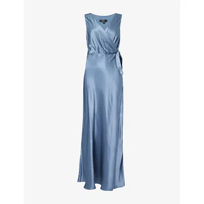 Rails Womens Eva V-neck Satin Maxi Dress Atlantic In Blue
