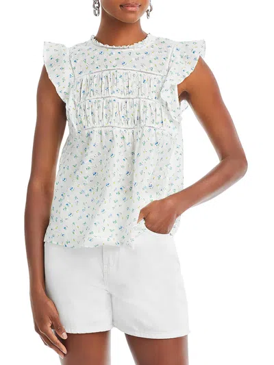 Rails Womens Eyelet Floral Print Blouse In White