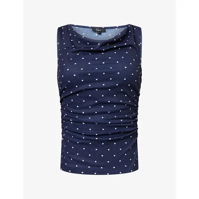 Rails Womens Fete Spot-print Stretch-jersey Top Navy Polka Dots Xs In Blue