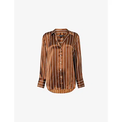 Rails Womens Ginger Stripe Dorian Striped Silk Shirt In Brown