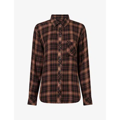 Rails Womens Hunter Checked Twill Shirt Almond Black Xs