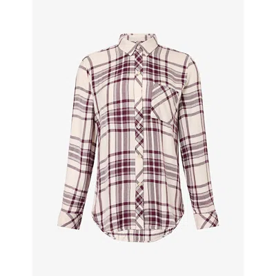 Rails Womens Hunter Checked Woven Shirt Ivory Maroon In Multi