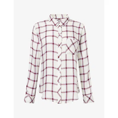 Rails Womens Hunter Check-print Wovem Shirt Ivory Cardinal Xs In White