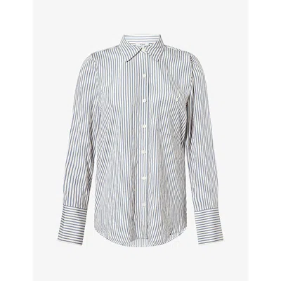 Rails Womens Ivory Steel Blue Stripe Beck Striped Rayon Shirt