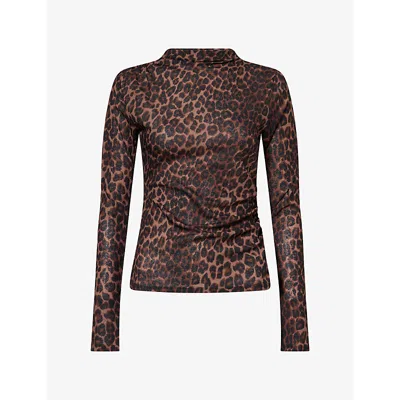 Rails Womens Joelle Mock-neck Woven Top Brown Nala In Animal Print