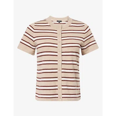 Rails Womens Kylie Stripe Cotton And Cashmere-blend Top Heather Oat Stripe