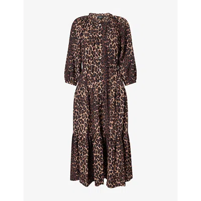 Rails Womens Leanne Leopard-print Woven Maxi Dress Brown Nala