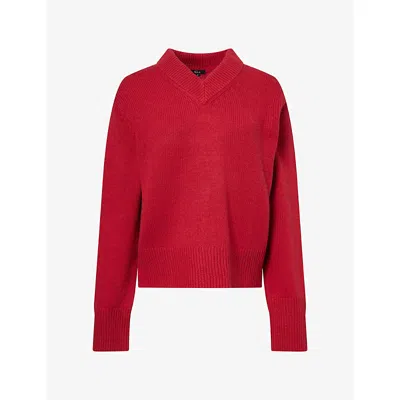 Rails Womens Lidya V-neck Cotton, Wool And Cashmere Jumper Crimson In Red