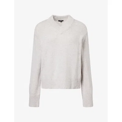 Rails Womens Lidya V-neck Cotton, Wool And Cashmere Jumper Heather Grey In Green