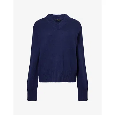 Rails Womens Lidya V-neck Cotton, Wool And Cashmere Jumper Navy In Blue