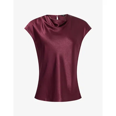 Rails Womens Loretta Cowl-neck Satin Top Wine In Purple