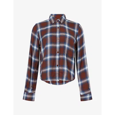 Rails Womens Malin Checked Twill Shirt Espresso Indigo Xs