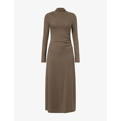 Rails Womens Margaret Draped-panel Jersey Midi Dress Heather Olive In Green