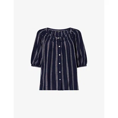 Rails Womens Marina Stripe Rix Striped Linen-blend Blouse In Blue
