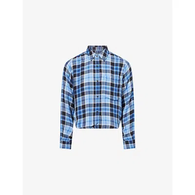 Rails Womens Midnight Blue White Malin Check-print Woven Shirt Xs