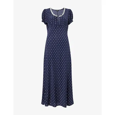 Rails Womens Navy Polka Dots Allison Polka-dot Crepe Maxi Dress In Blue