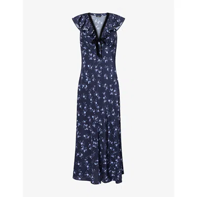 Rails Womens Navy Romantic Floral Virginia Floral Woven Midi Dress Xs In Blue