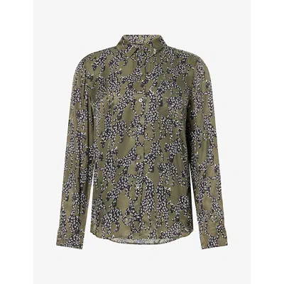 Rails Womens Olive Jaguars Alyssa Graphic-print Cupro-blend Blouse In Multi