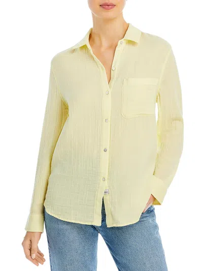 Rails Womens Organic Cotton Long Sleeve Button-down Top In Yellow