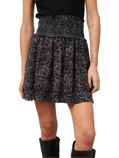 Rails Womens Printed Tiered Mini Skirt In Black