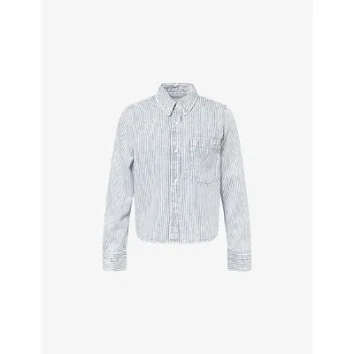 Rails Womens Railroad Stripe Noa Stripe Cotton-blend Shirt Xs In Blue