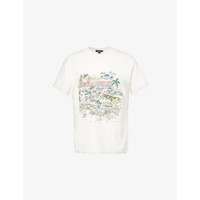 Rails Womens White Boyfriend Graphic-print Cotton T-shirt