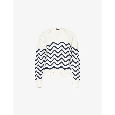 Rails Womens  Louise Scallop-stripe Cotton-knit Jumper In Wave Stripe
