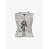 Rails Martine Gingham Smocked Ruffle Crop Top In Ivory Jet Gingham