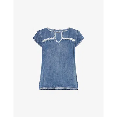 Rails Womens  Tafia Short-sleeve Denim T-shirt In Classic Blue