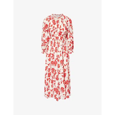 Rails Womens Red Jasmine Matia Floral-print Cotton Midi Dress In Multi