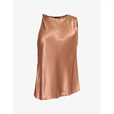 Rails Womens Robin Twist Shoulder Strap Satin Tank Top Cinnamon In Orange