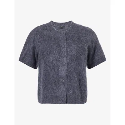 Rails Womens Roman Button Wool And Cashmere Top Charcoal In Black