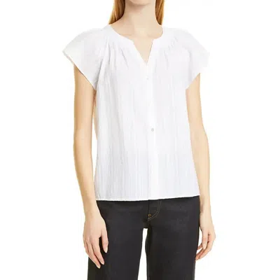 Rails Womens Striped Smocked Button-down Top In Gray