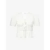 Rails Womens White Portia Shirred Cotton-blend Top