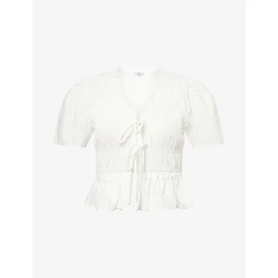 Rails Womens White Portia Shirred Cotton-blend Top