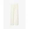 Rails Womens White Sea Shell Crochet  X Lspace Maja Drawstring Cotton-blend Trousers In White