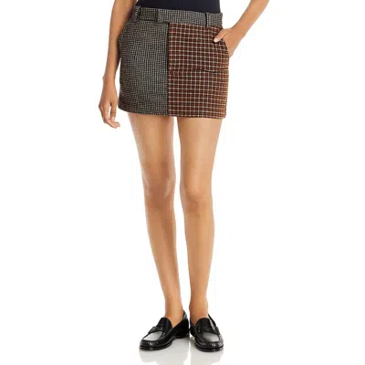 Rails Womens Wool Blend Houndstooth Mini Skirt In Black