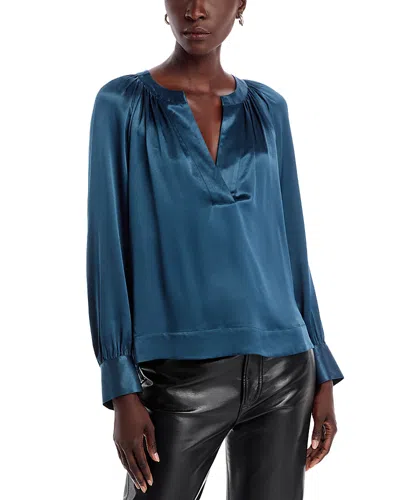 Rails Wynna Satin Shirt In Deep Sea