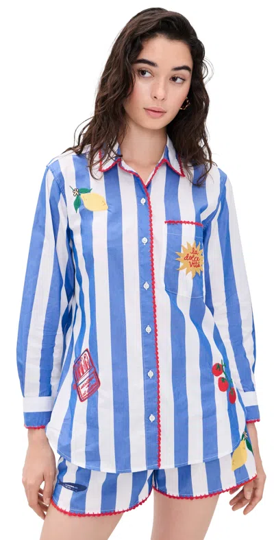 Rails X Giadzy Elsa Button Down Shirt Dolce Vita Embroidery In Blue