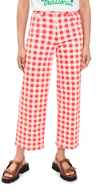 Rails The Getty Crop High Rise Wide Leg Jeans In Tomato Gingham In Multi