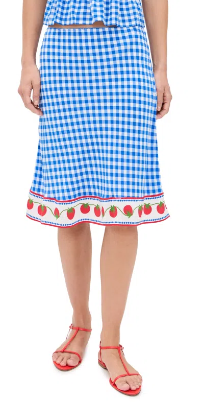 Rails X Giadzy Grazia Skirt Gingham Tomatoes In Blue