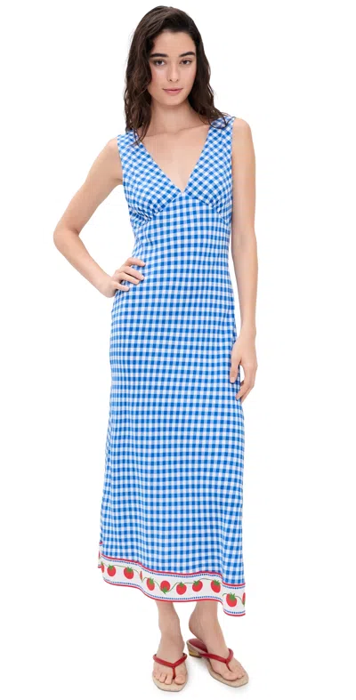 Rails X Giadzy Serafina Dress Gingham Tomatoes In Blue