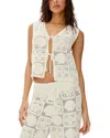 Rails Paz Crochet Stitch Sleeveless Tie Front Top In White
