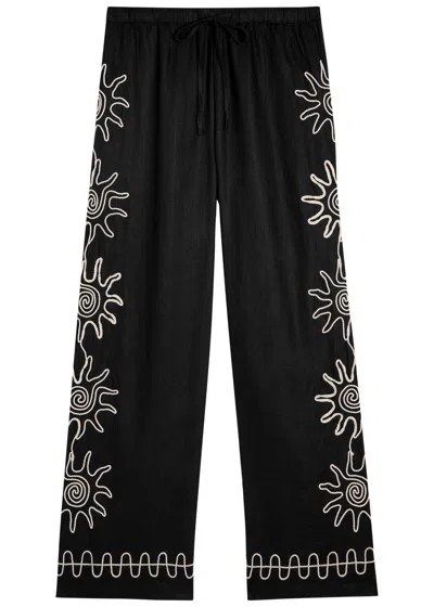 RAILS RAILS X LSPACE EMMIE EMBROIDERED LINEN TROUSERS