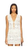 Rails Paz Crochet Stitch Sleeveless Tie Front Top In White