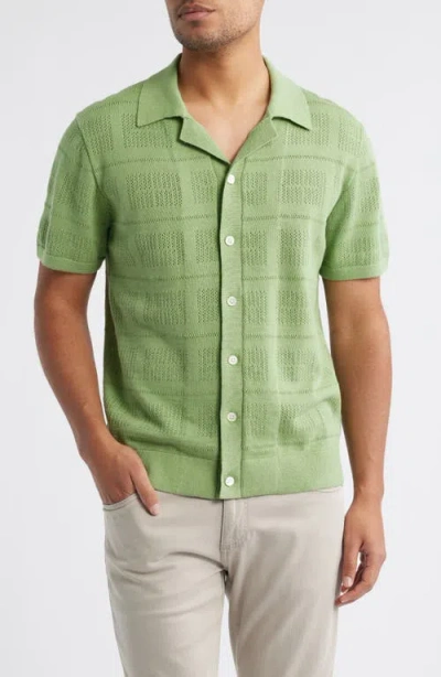 RAILS RAILS YATES POINTELLE COTTON & LINEN KNIT CAMP SHIRT
