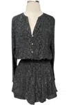 Rails Zana Animal Print Smocked Waist Mini Dress In Slate Python In Black