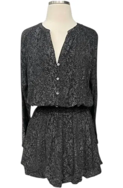 Rails Zana Animal Print Smocked Waist Mini Dress In Slate Python In Black