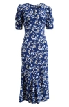 Rails Zariah Floral Puff Sleeve Midi Dress In Navy Flora