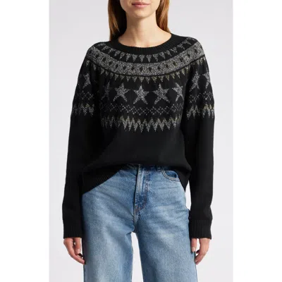 Rails Zoey Fair Isle Metallic Cotton & Wool Blend Sweater In Metallic Fair Isle